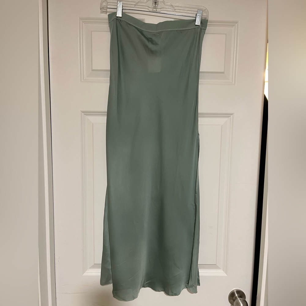 NWT Free People Anthropologie Sage Green Slip Maxi Skirt Floor Length size Med